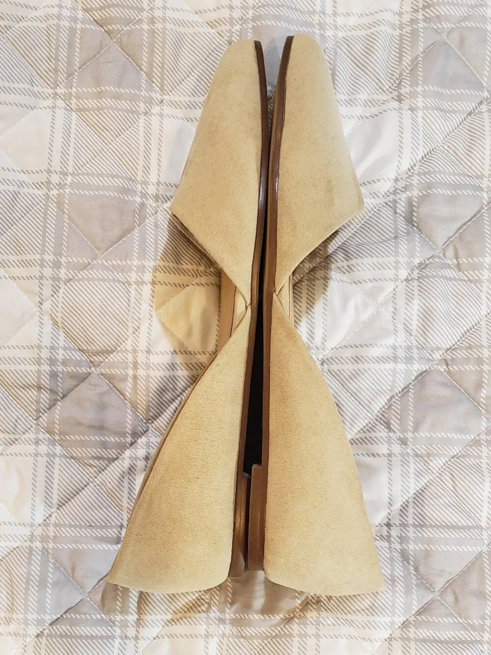 J.Crew Women's Zoe D'Orsay pointed toe flats in tan faux suede Size 10